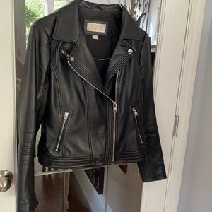 Michael Kors black leather motto jacket